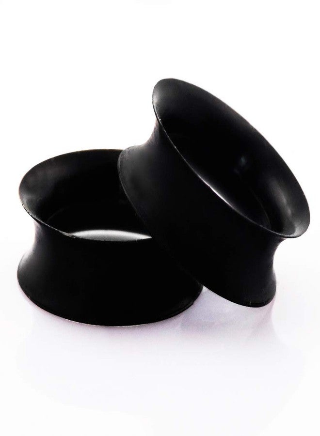 Stuppendux 1 Pair Black Soft Silicone Flexible Ear Skin Tunnels Plugs Expanders Gauges Hollow Body Piercing 9/16" 14mm - Image 5